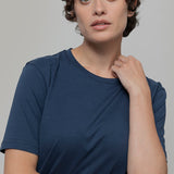 T-Shirt Donna Cotone Rigenerato Mimma Blu - Rifò Lab Moda circolare made in Italy