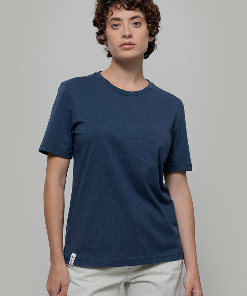 T-Shirt Donna Cotone Rigenerato Mimma Blu - Rifò Lab Moda circolare made in Italy