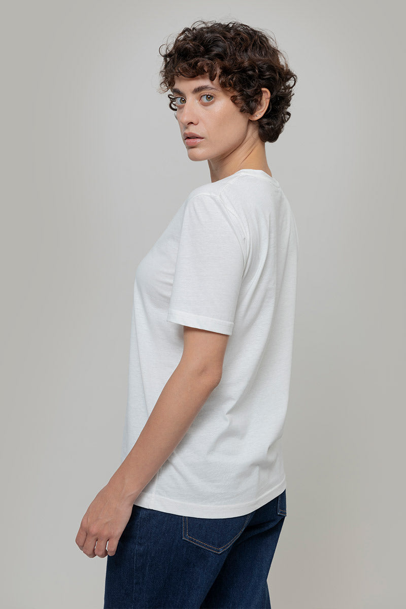 T-Shirt Donna Cotone Rigenerato Mimma Bianco - Rifò Lab Moda circolare made in Italy