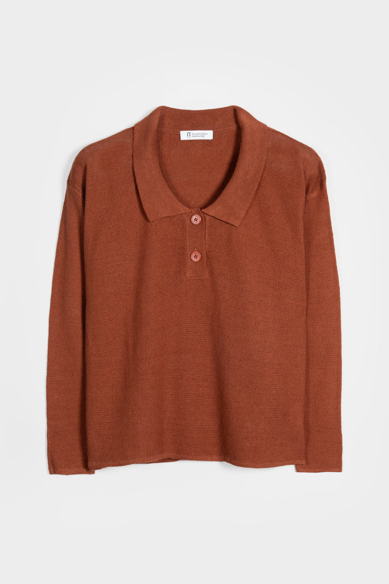 Polo Donna Lino Riciclato Nina Marrone Rame