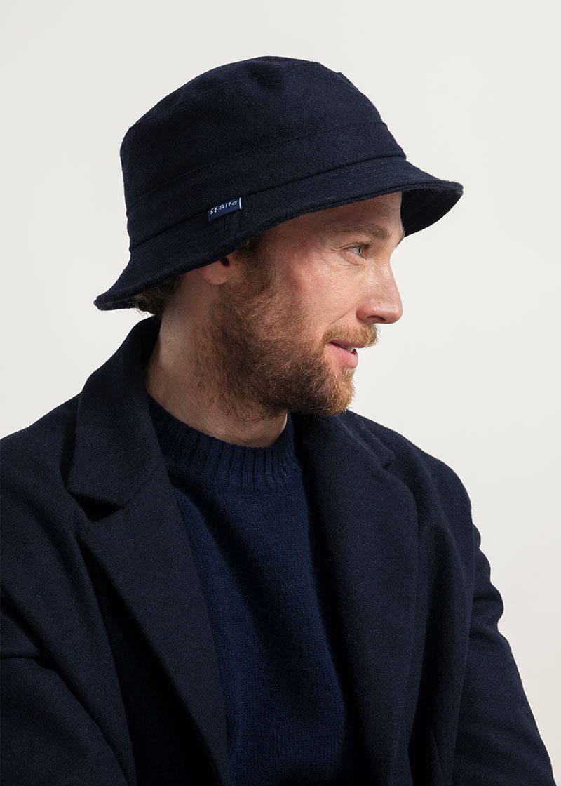 Blu Marina | Cappello Bucket Panno Lana Rigenerata Jules