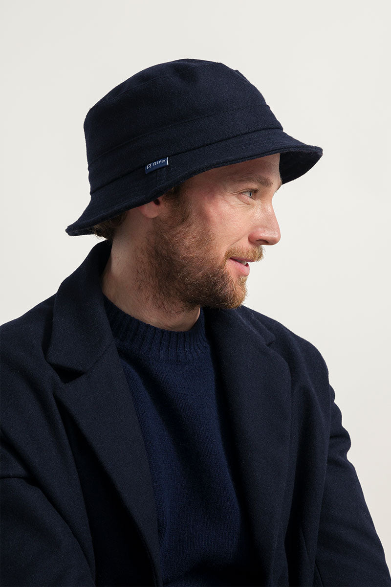 Blu Marina | Cappello Bucket Panno Lana Rigenerata Jules