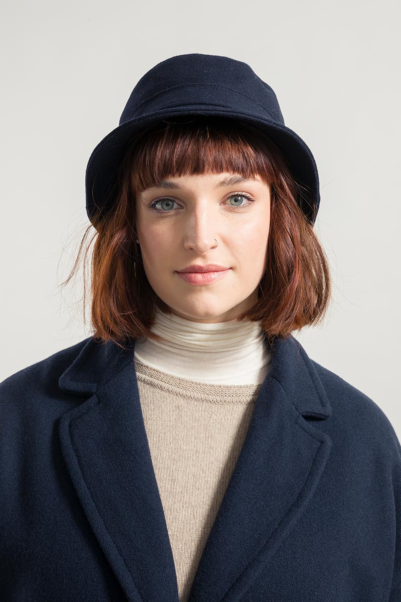 Blu Marina | Cappello Bucket Panno Lana Rigenerata Jules