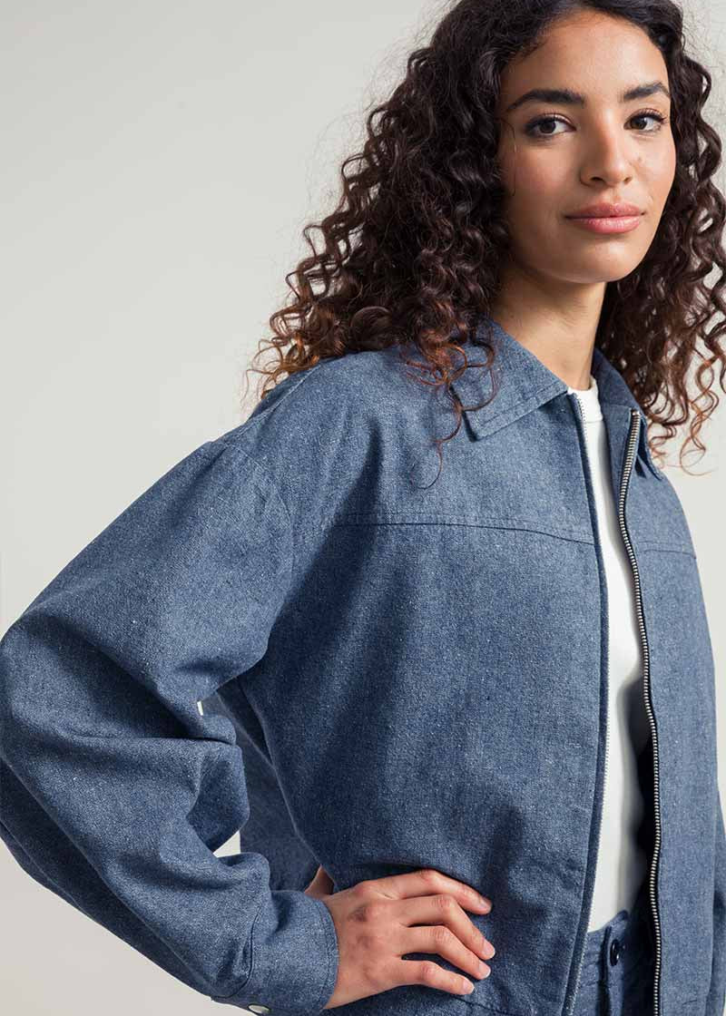 Denim | Giacchina zip jeans rigenerato