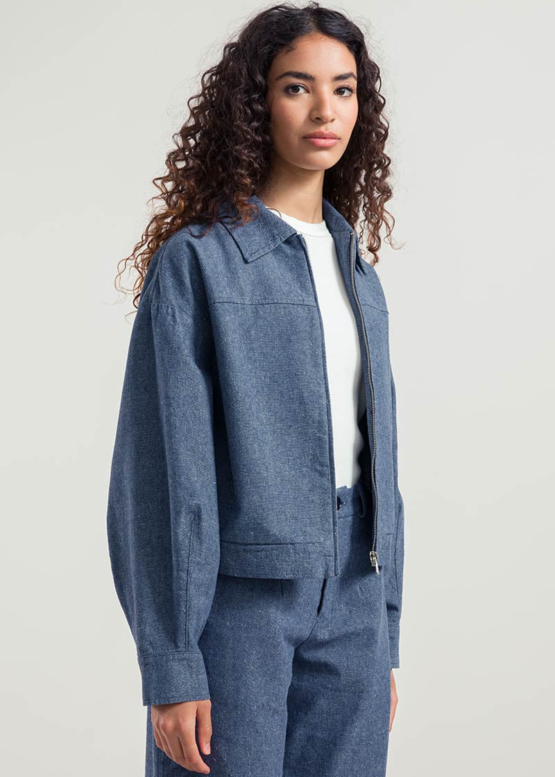 Denim | Giacchina zip jeans rigenerato