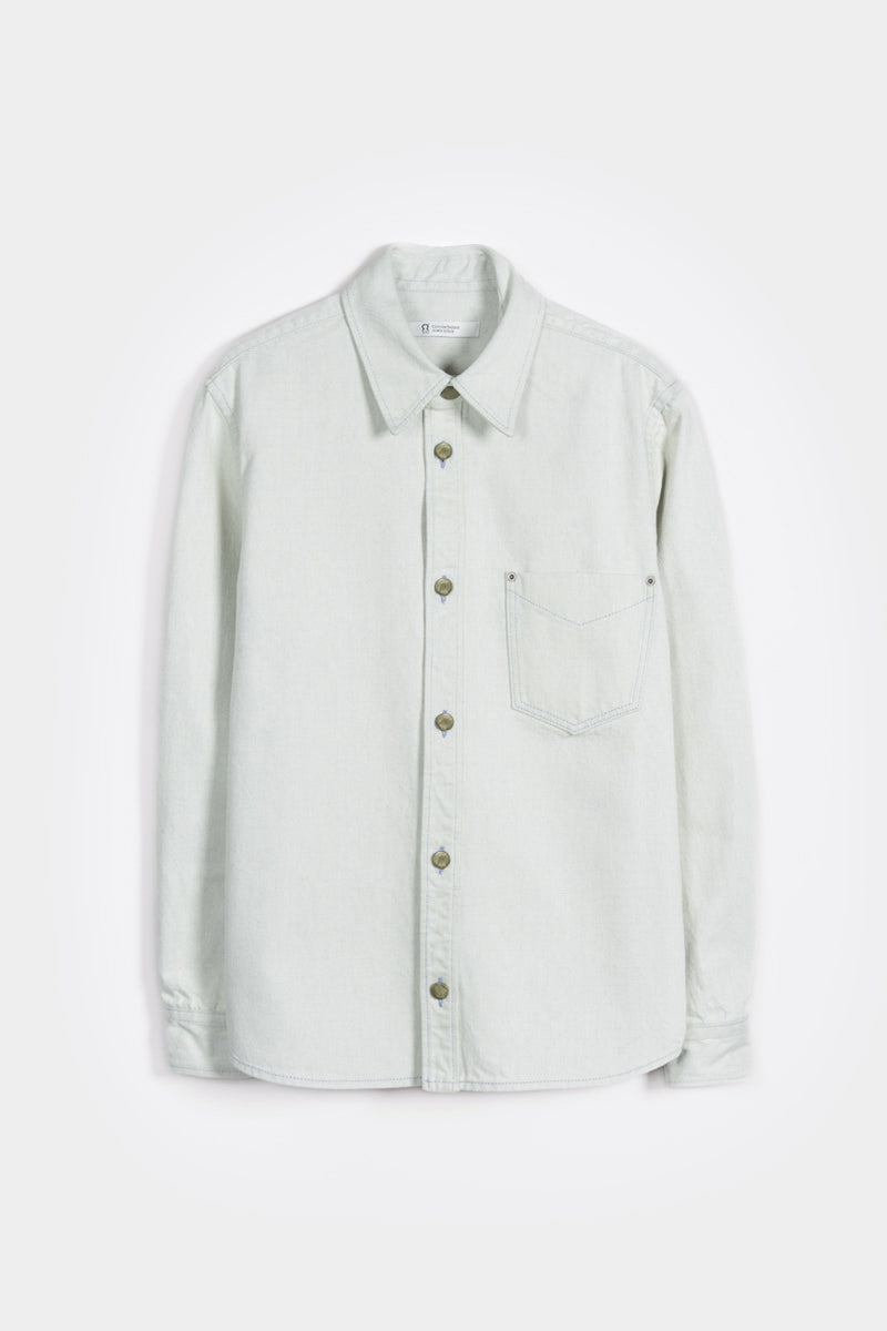 Overshirt Giacca Denim Rigenerato Unisex Remi Bianco Ecrù - Rifò Lab Moda circolare made in Italy