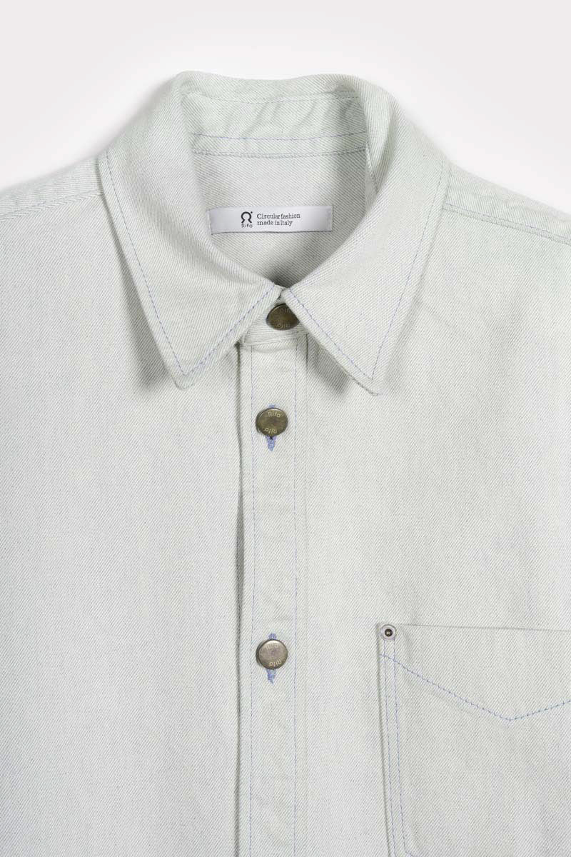 Overshirt Giacca Denim Rigenerato Unisex Remi Bianco Ecrù - Rifò Lab Moda circolare made in Italy