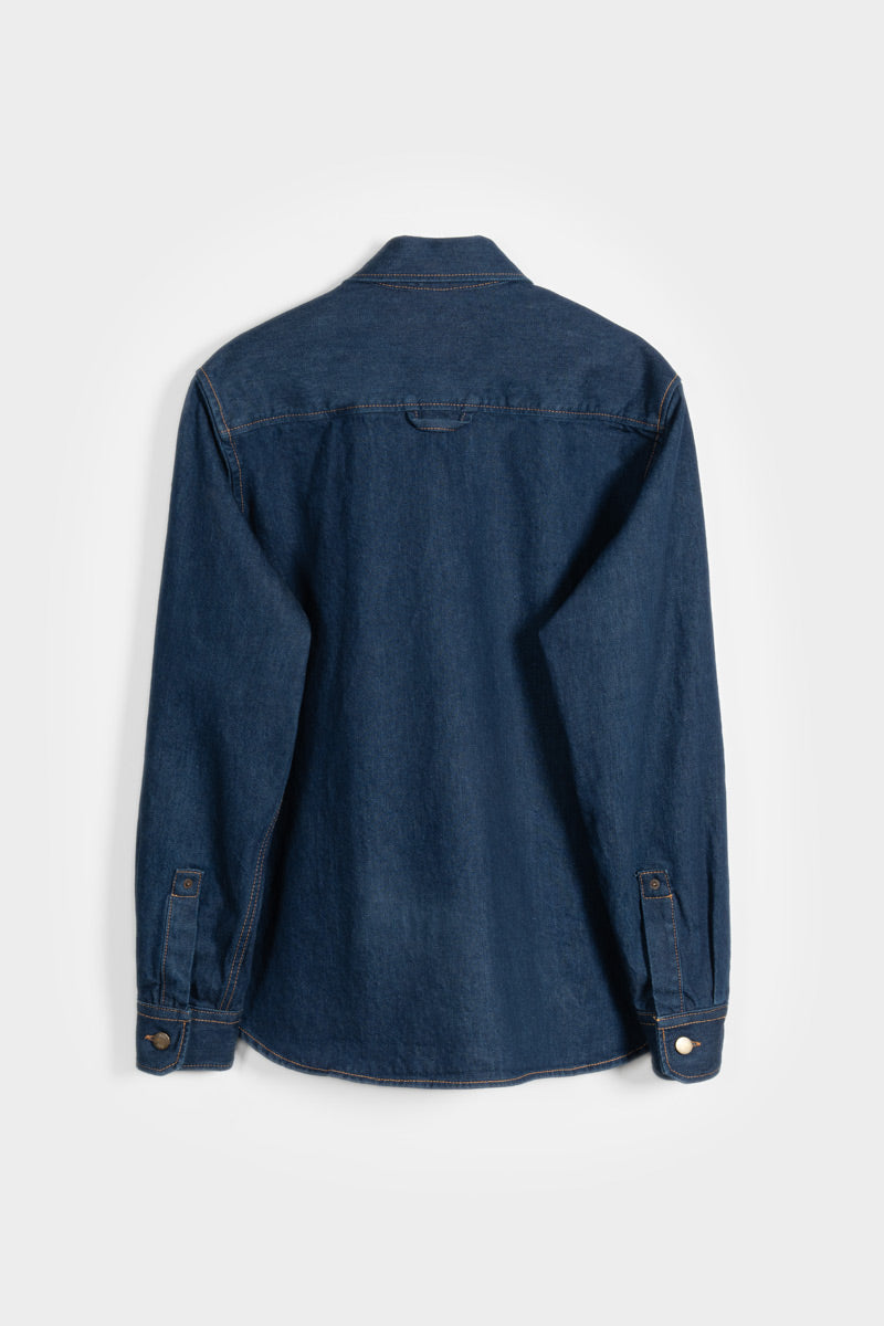 Overshirt Giacca Denim Rigenerato Unisex Remi Blu Indigo - Rifò Lab Moda circolare made in Italy
