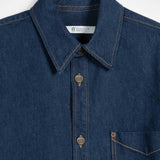 Overshirt Giacca Denim Rigenerato Unisex Remi Blu Indigo - Rifò Lab Moda circolare made in Italy