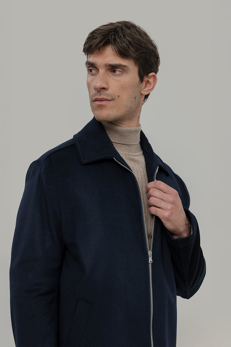 Cappotto Lungo Uomo Blu Lana Rigenerata Erik - Rifò Lab Moda circolare made in Italy