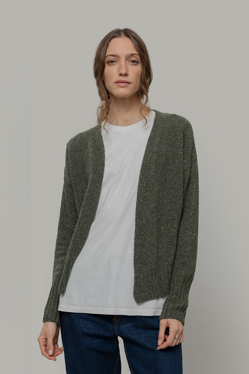 Women Recycled Cashmere Cardigan Paloma Green Rifò