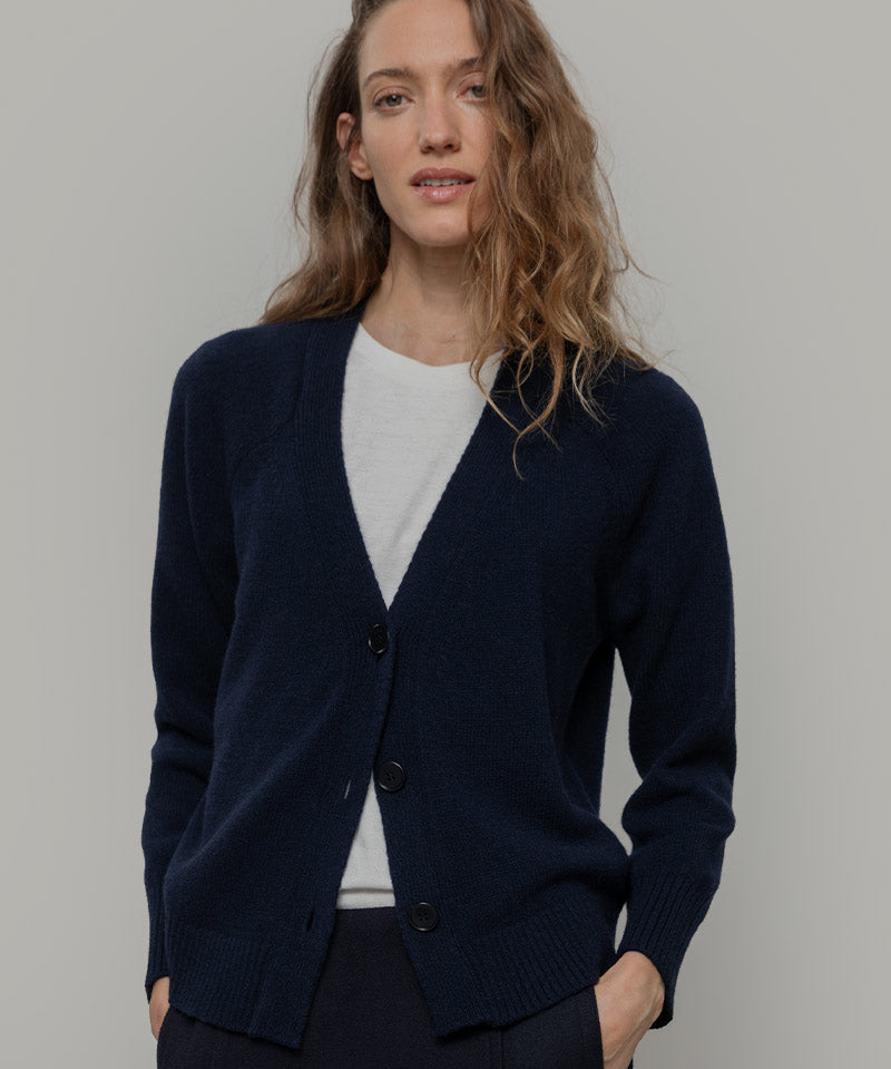 Cardigan con bottoni Donna Cashmere Rigenerato Tosca- Rifò Lab Moda circolare made in Italy