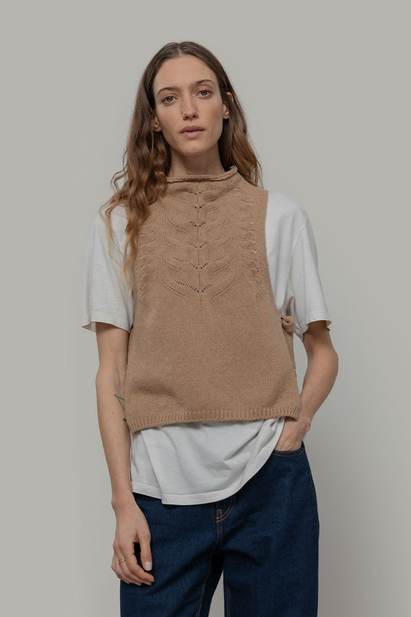 Gilet Donna Lana Rigenerata Pettorina Aperta Rebecca - Rifò Lab Moda circolare made in Italy
