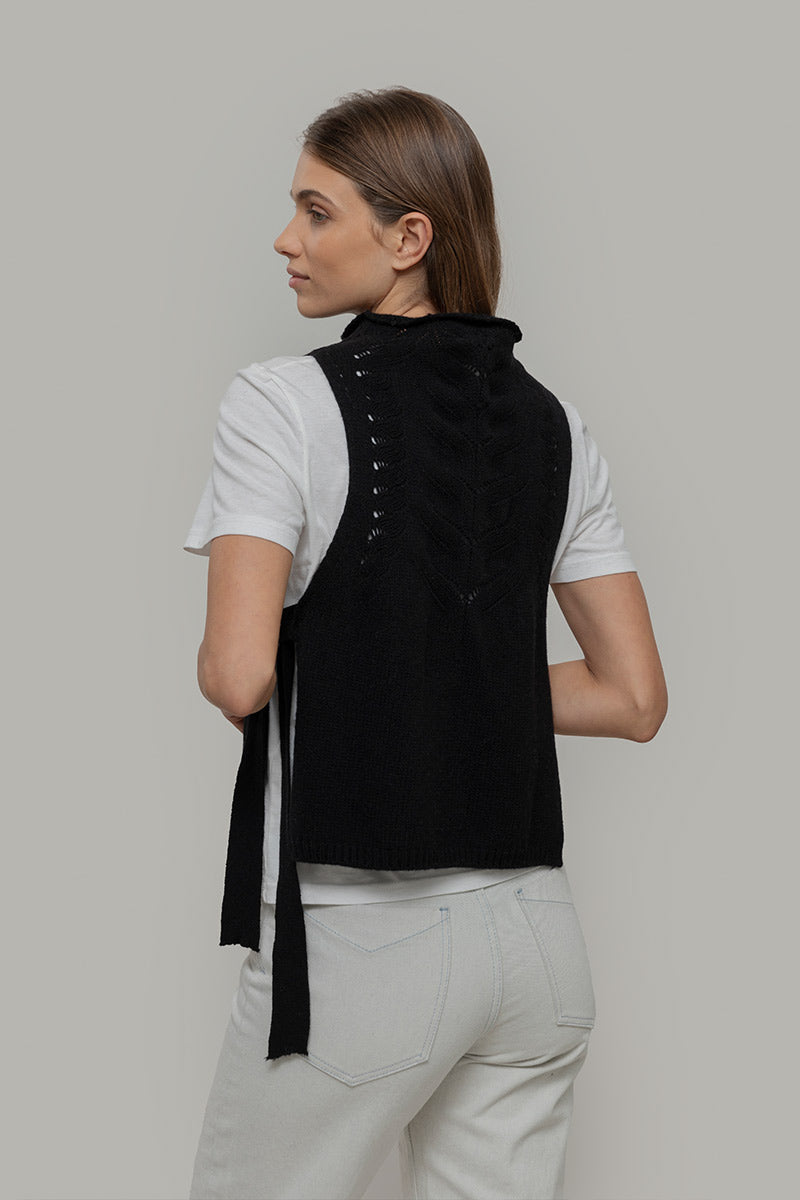 Gilet Donna Lana Rigenerata Pettorina Aperta Rebecca - Rifò Lab Moda circolare made in Italy