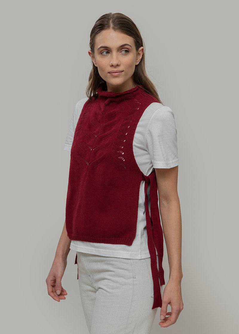 Gilet Donna Lana Rigenerata Pettorina Aperta Rebecca - Rifò Lab Moda circolare made in Italy