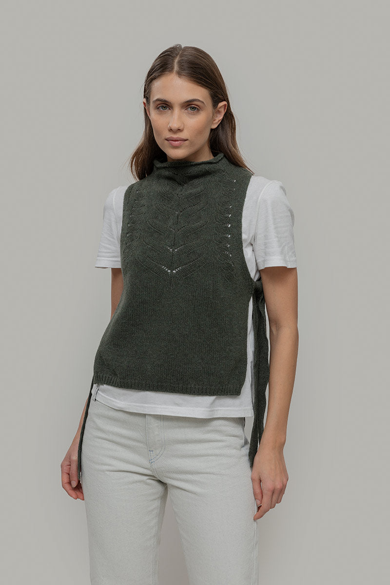 Gilet Donna Lana Rigenerata Pettorina Aperta Rebecca - Rifò Lab Moda circolare made in Italy