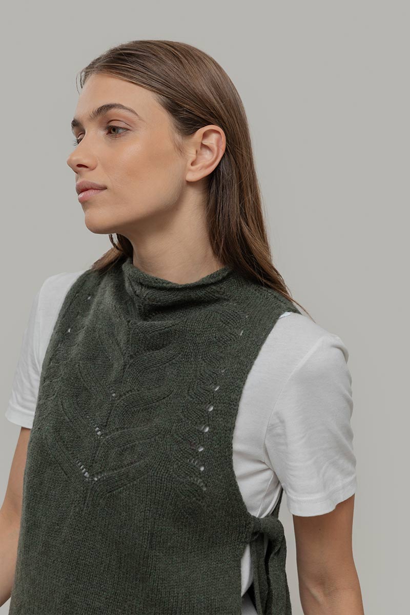 Gilet Donna Lana Rigenerata Pettorina Aperta Rebecca - Rifò Lab Moda circolare made in Italy