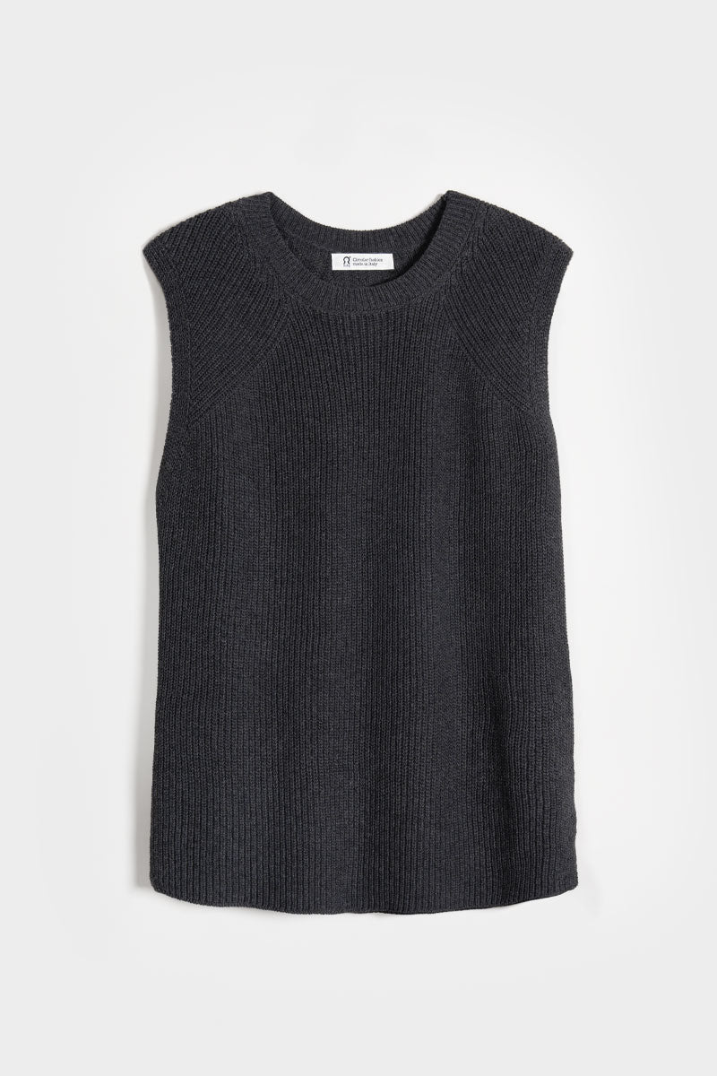 Gilet Donna Cotone Rigenerato Adelaide Grigio Nero