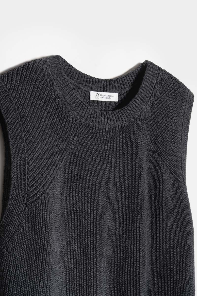 Gilet Donna Cotone Rigenerato Adelaide Grigio Nero