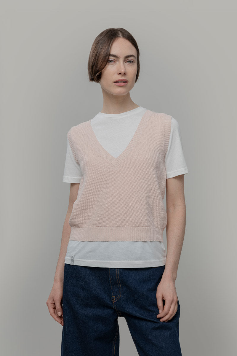 Women 100% Cotton Knit Vest Elodie Pink - Rifò