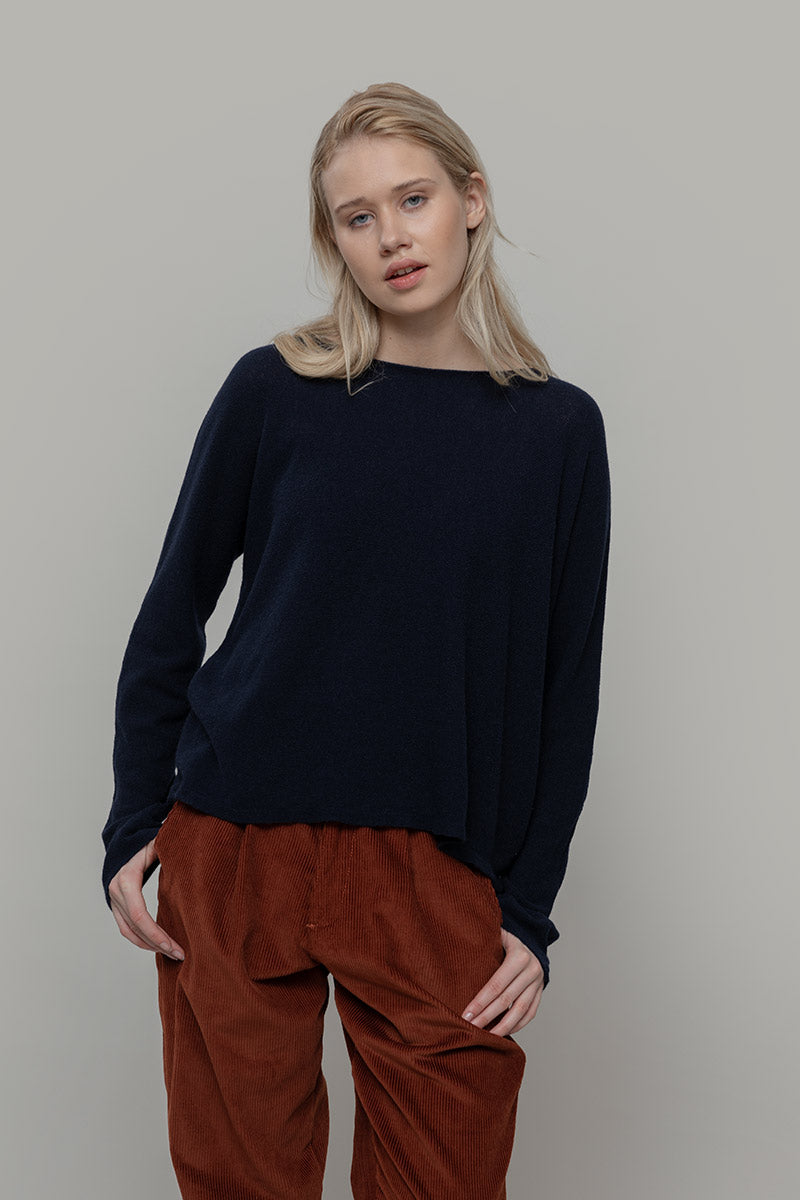 Maglia Donna Cashmere Rigenerato Dorotea Rifò Moda Circolare Made in Italy - Blu