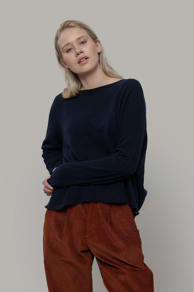 Maglia Donna Cashmere Rigenerato Dorotea Rifò Moda Circolare Made in Italy - Blu