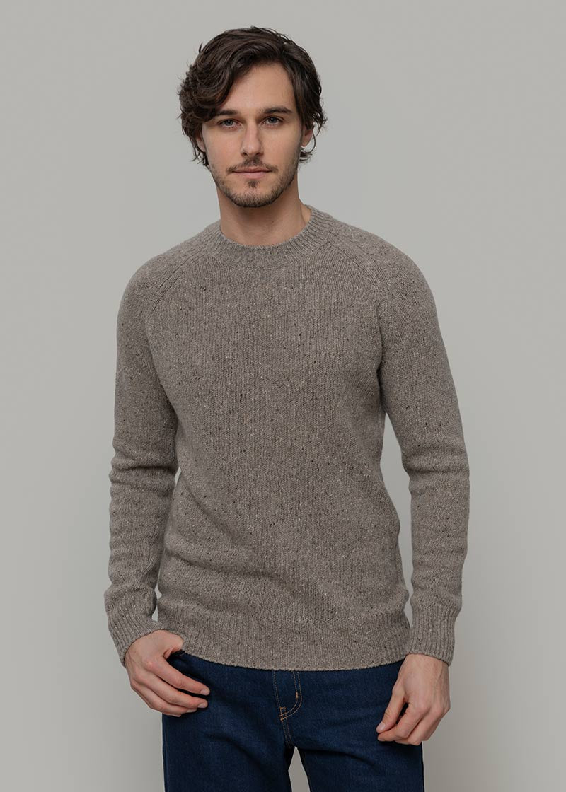 Maglia Girocollo Unisex Cashmere Rigenerato Alfredo Beige - Rifò Lab Moda circolare made in Italy