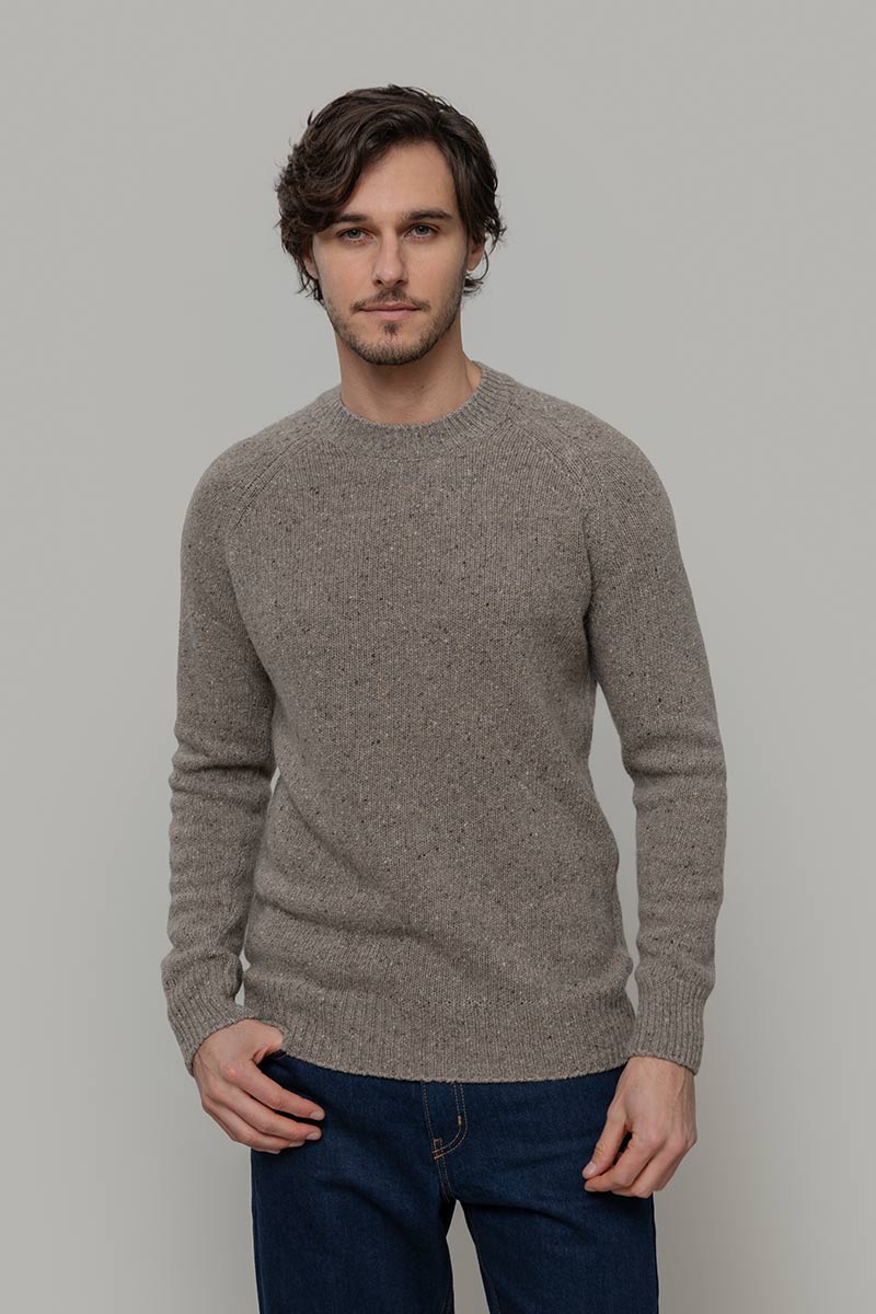 Maglia Girocollo Unisex Cashmere Rigenerato Alfredo Beige - Rifò Lab Moda circolare made in Italy