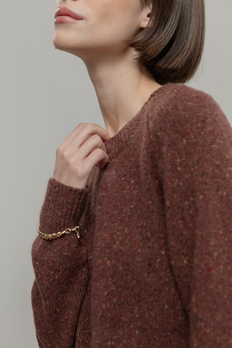 Maglia Girocollo Unisex Cashmere Rigenerato Alfredo Arancio Corten - Rifò Lab Moda circolare made in Italy