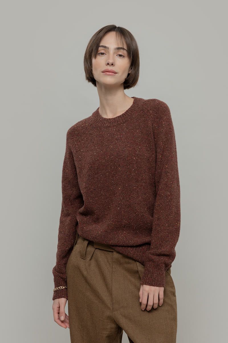 Maglia Girocollo Unisex Cashmere Rigenerato Alfredo Arancio Corten - Rifò Lab Moda circolare made in Italy