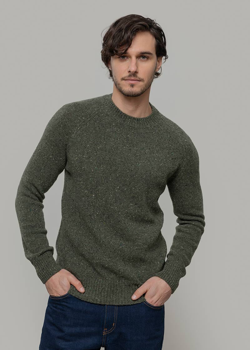 Maglia Girocollo Unisex Cashmere Rigenerato Alfredo Verde - Rifò Lab Moda circolare made in Italy