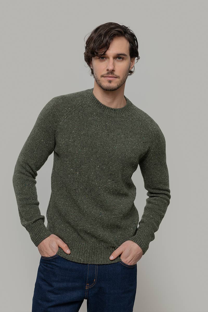 Maglia Girocollo Unisex Cashmere Rigenerato Alfredo Verde - Rifò Lab Moda circolare made in Italy