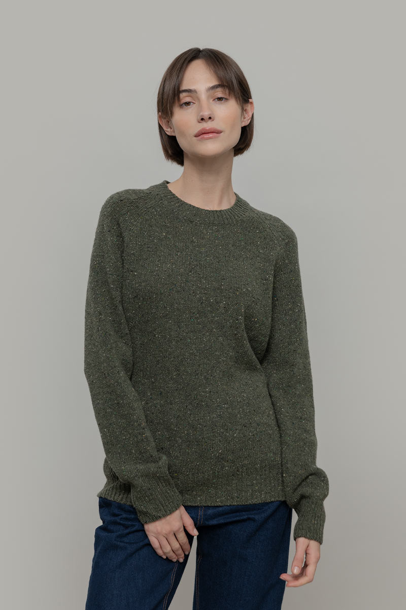 Maglia Girocollo Unisex Cashmere Rigenerato Alfredo Verde - Rifò Lab Moda circolare made in Italy