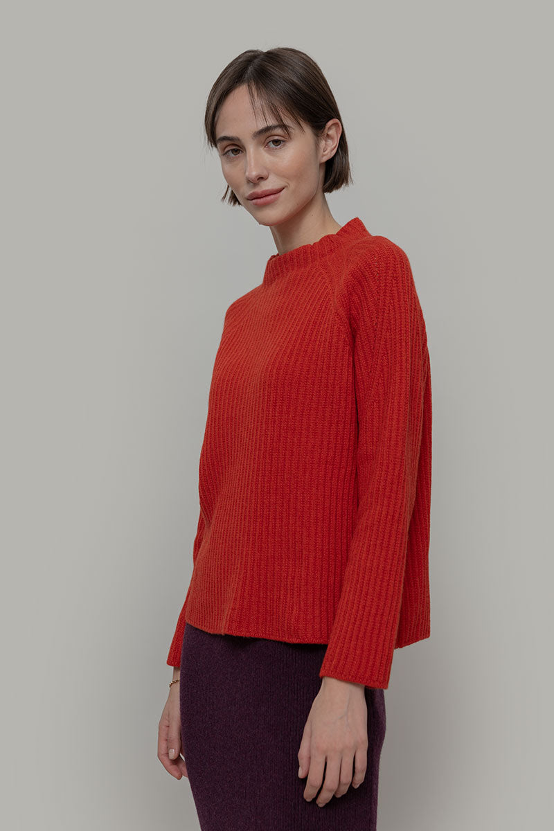 Maglione Lavorato A Maglia Con Collo A Ciurlo E Orlo Arricciato - Foto 6