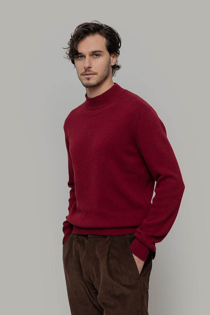 Maglia Collo Alto Uomo Cashmere Clemente Rosso Moda Sostenibile Rifò