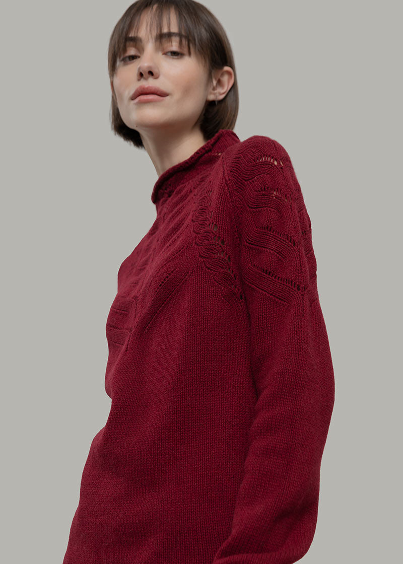 Maglia Donna Lana Corinna Maglione con Trecce Lana Rigenerata - Rifò Lab Moda circolare made in Italy