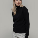 Nero Ardesia | Maglia collo alto cashmere rigenerato