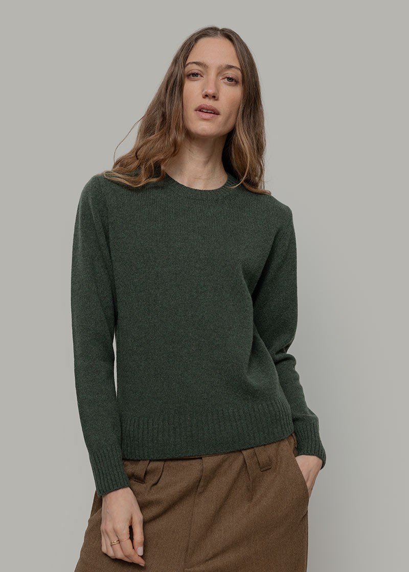 Maglia Girocollo Donna Lana Rigenerata Laura Verde - Rifò Lab Moda circolare made in Italy