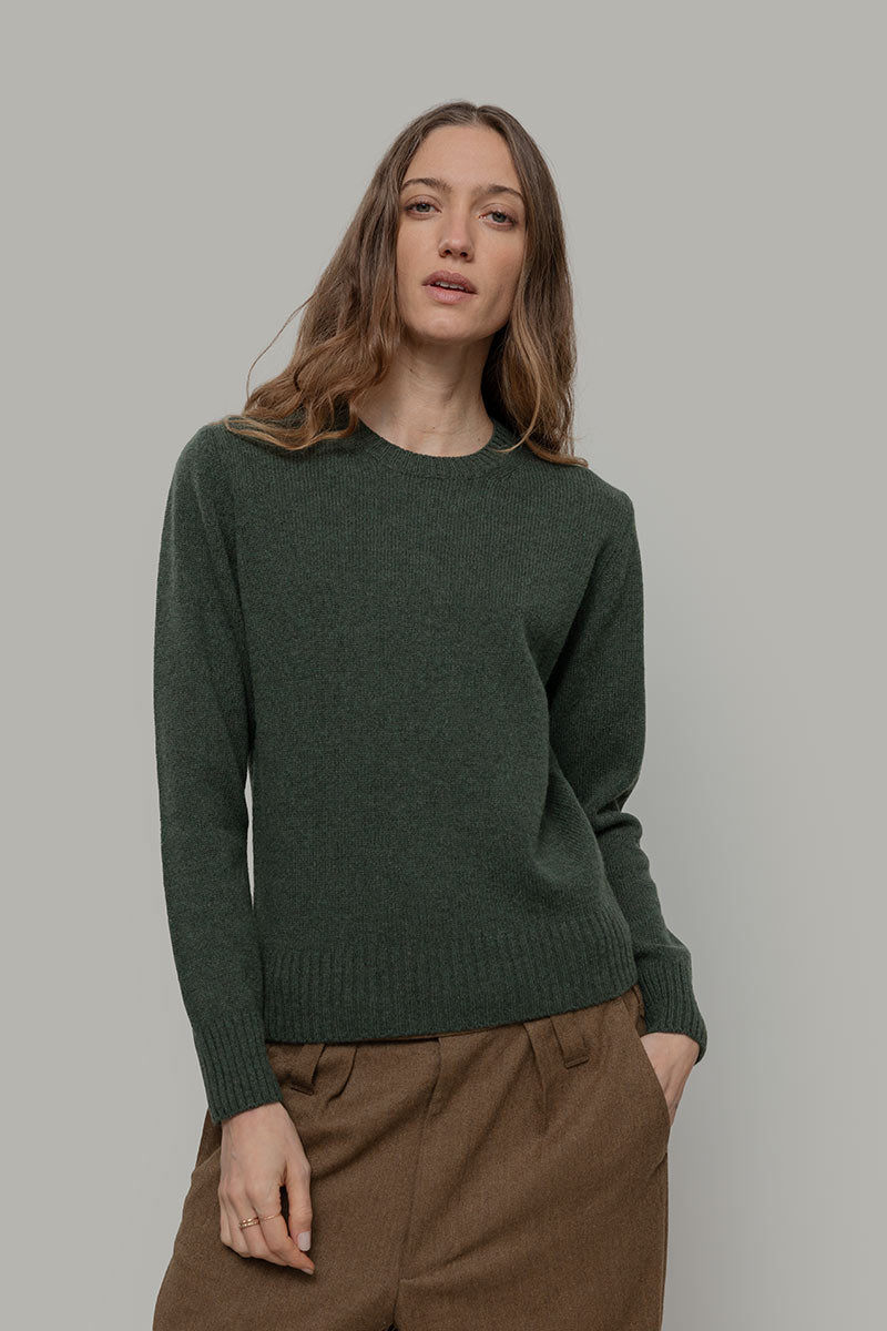 Maglia Girocollo Donna Lana Rigenerata Laura Verde - Rifò Lab Moda circolare made in Italy