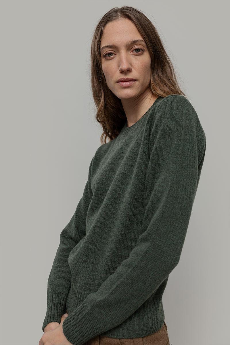 Maglia Girocollo Donna Lana Rigenerata Laura Verde - Rifò Lab Moda circolare made in Italy