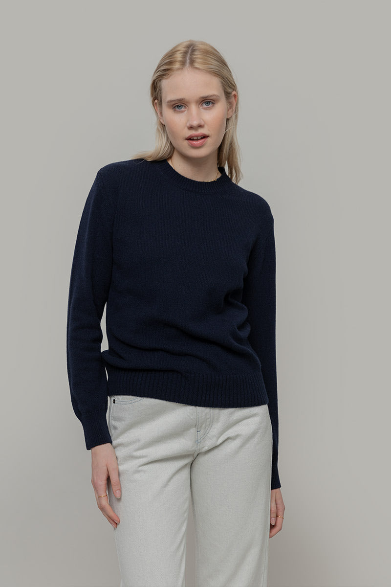 Maglia Donna Cashmere Rigenerato Edda Blu Mora