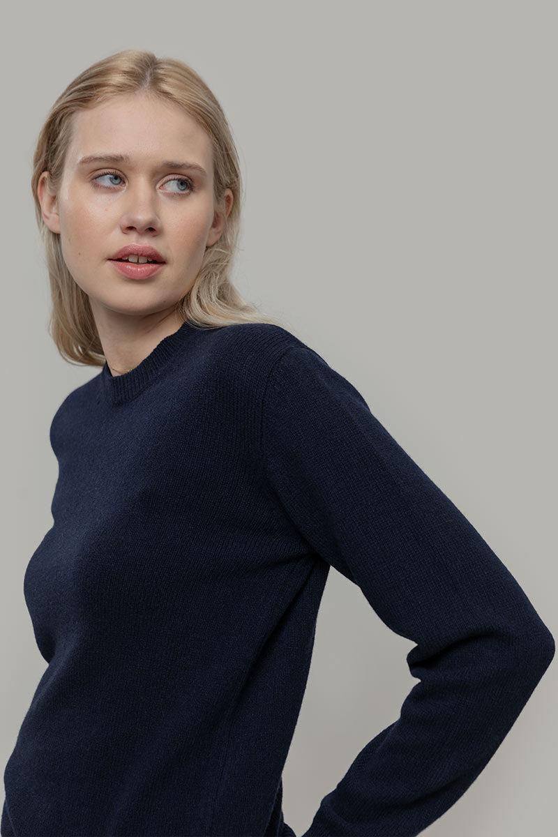 Maglia Donna Cashmere Rigenerato Edda Blu Mora