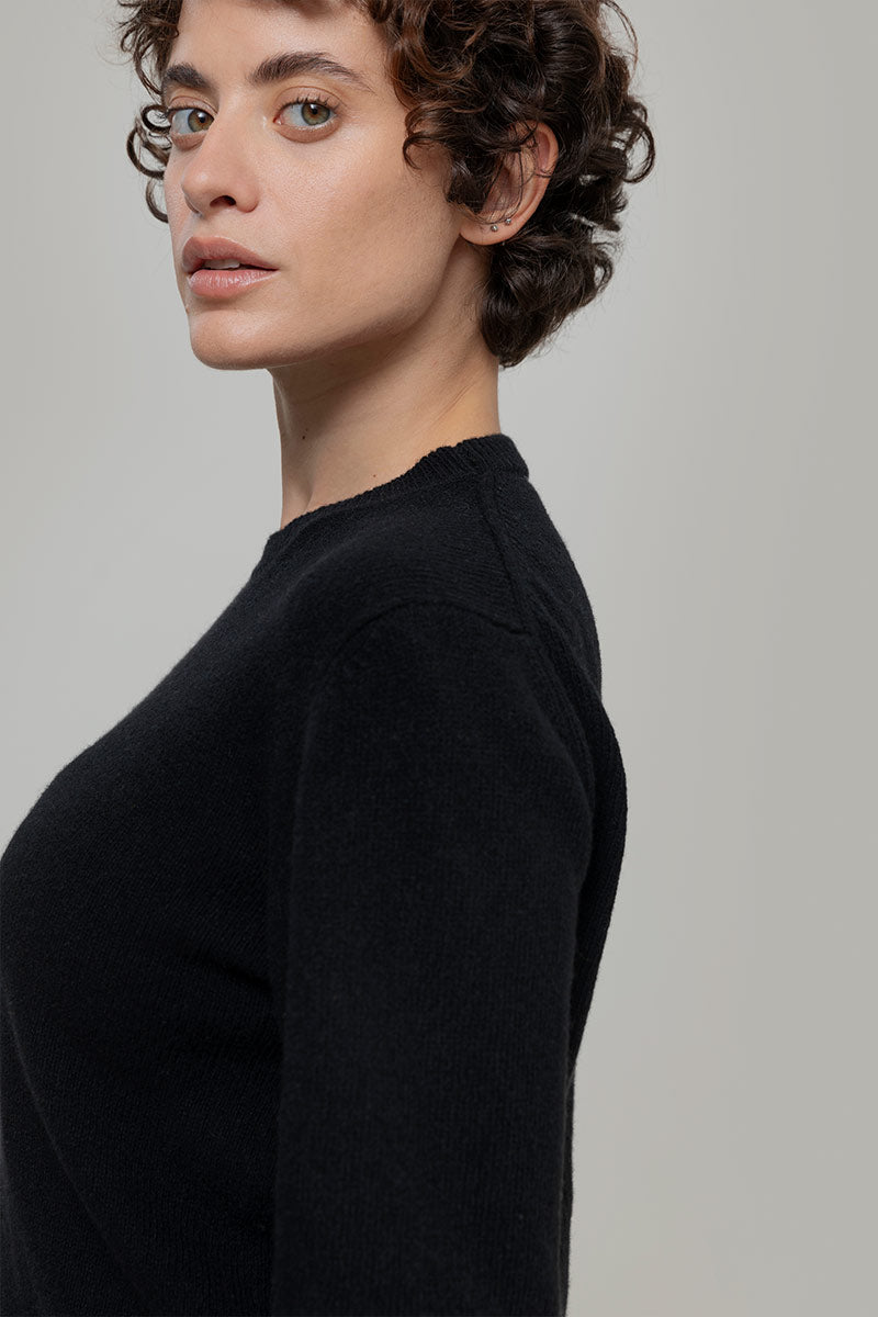 Maglia Donna Cashmere Rigenerato Edda Nero Ardesia - Rifò Lab Moda circolare made in Italy