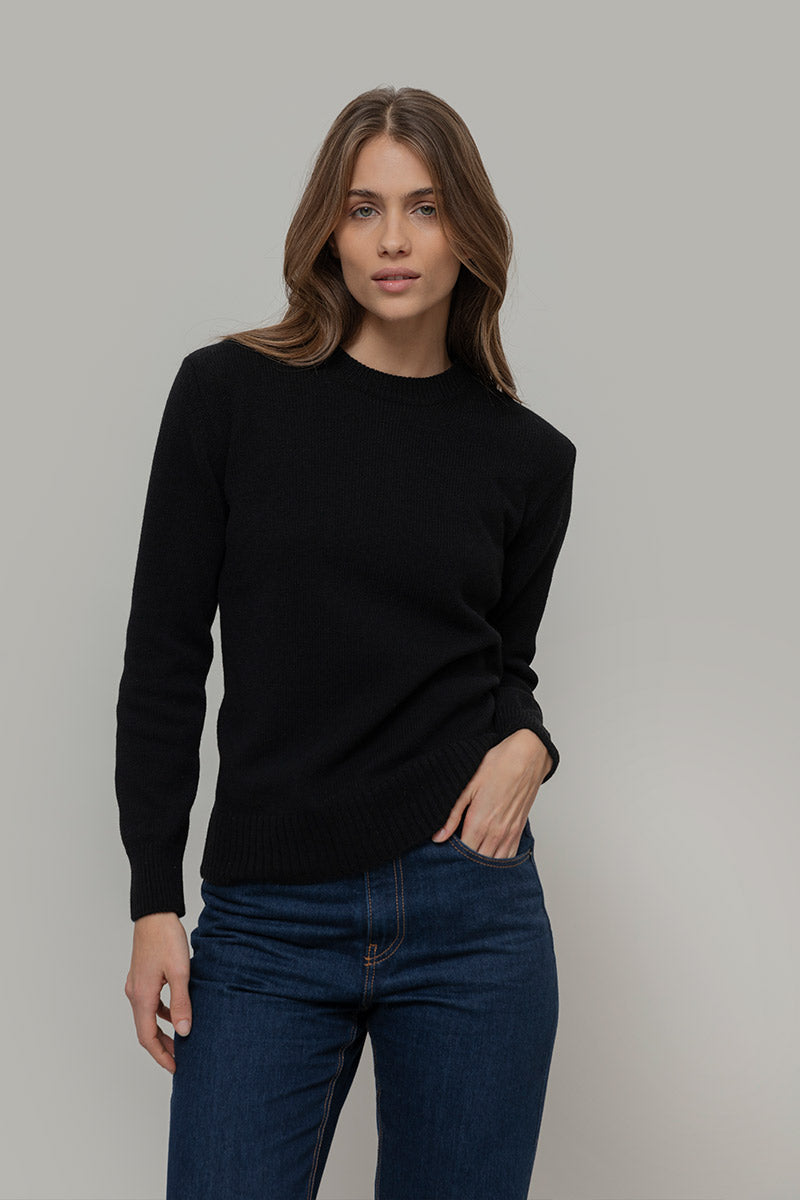Maglia Donna Cashmere Rigenerato Edda Nero Ardesia