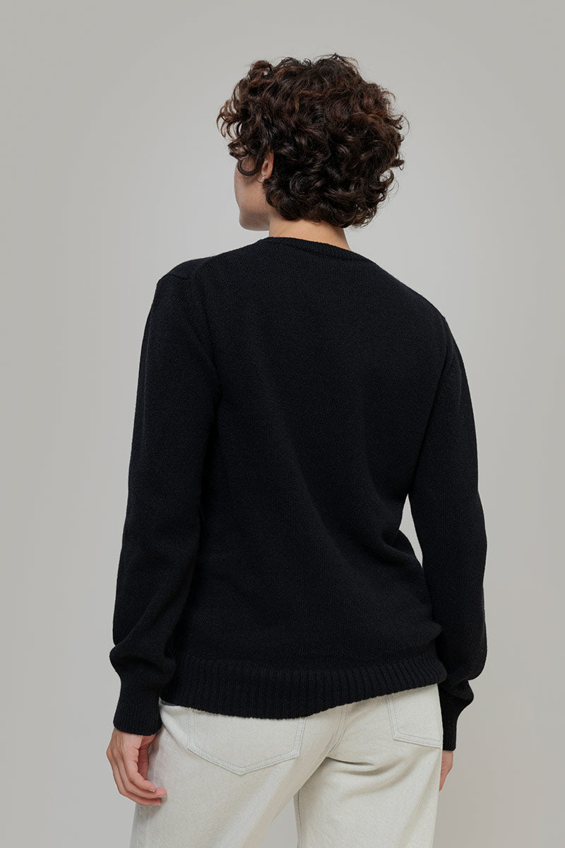 Maglia Donna Cashmere Rigenerato Edda Nero Ardesia - Rifò Lab Moda circolare made in Italy