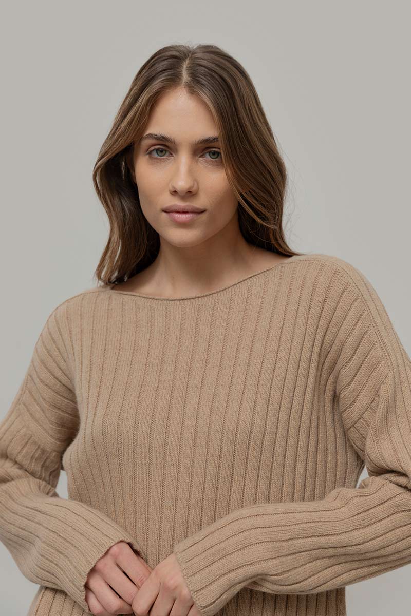Maglia Scollo a Barca Donna Cashmere Rigenerato Luce - Rifò Lab Moda circolare made in Italy