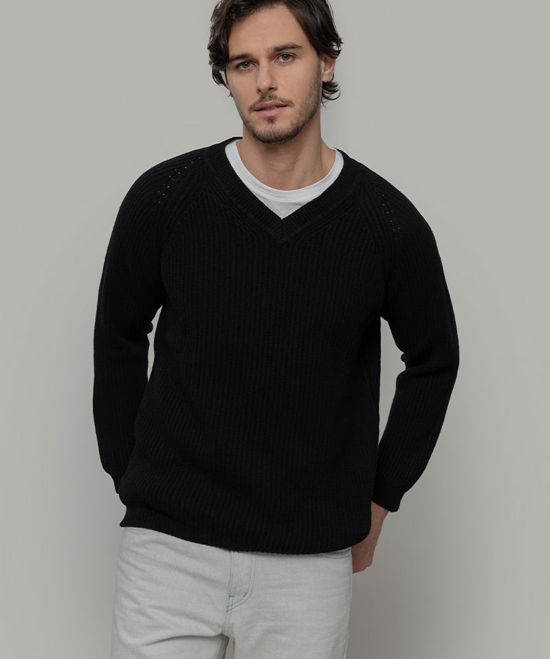 Maglia Scollo a V Uomo Cashmere Costante - Rifò Lab Moda circolare made in Italy