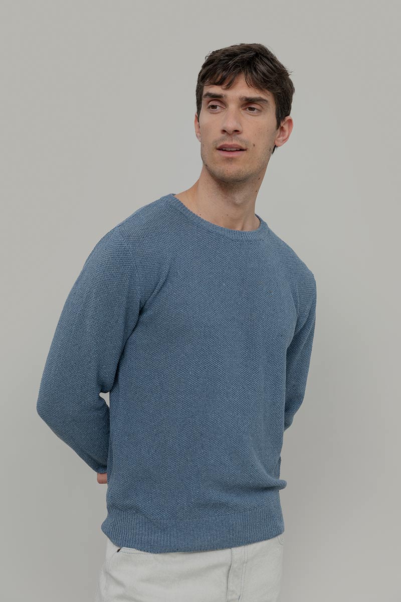 Blu Atlantico | Maglioncino leggero cotone jeans rigenerato