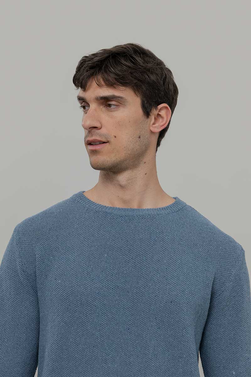 Blu Atlantico | Maglioncino leggero cotone jeans rigenerato