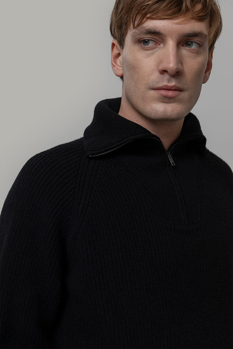 Maglione con Zip Uomo Lana Rigenerata Stefano - Rifò Lab Moda circolare made in Italy